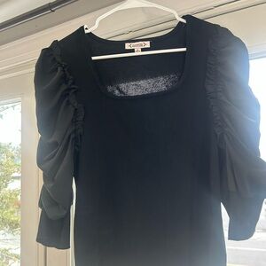 Black Ruffled Sleeve Top